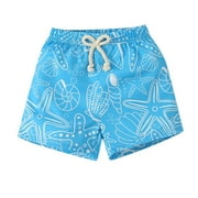 Boys Shorts Baby Kids Swim Trunks Sport Shorts Summer Casual Elastic Waist Shorts Sea Star Printed Beach Pants Size 6-12 Months , Blue